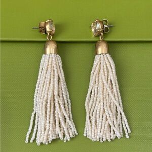 J. Crew Gold and Cream Tassel Earrings